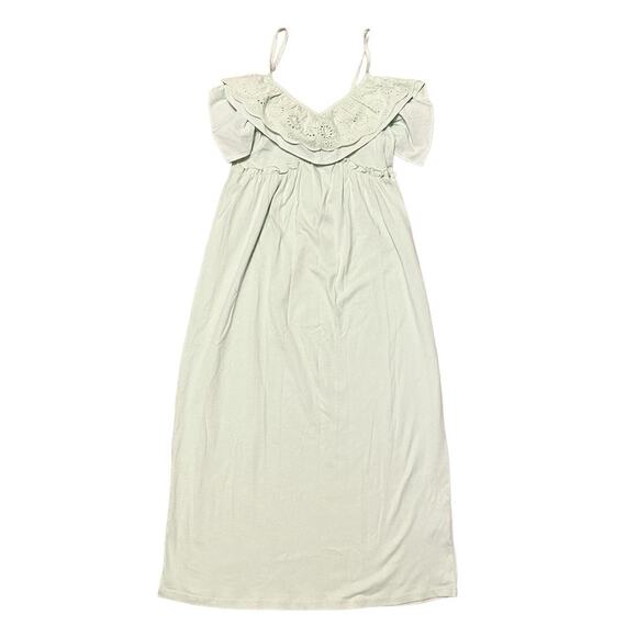 Zara Light Green Eyelet Maxi Dress Fairycore Boho Cottegecore Sleeveless Summer - Picture 1 of 5